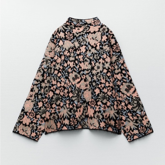 ZARA Floral Jacquard Knit Sweater Size Small - Picture 5 of 12